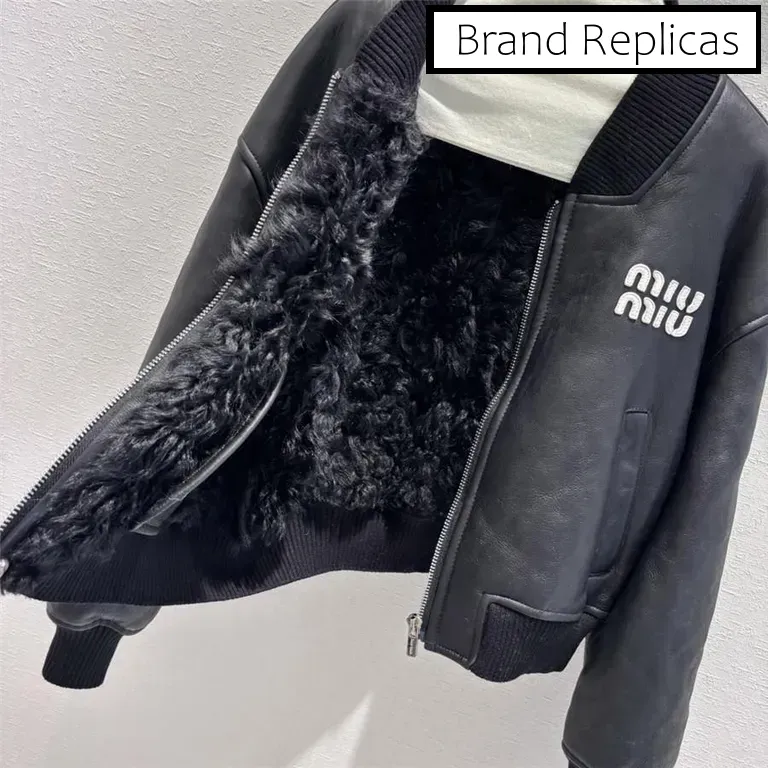 Miumiu ribbed shearling coat